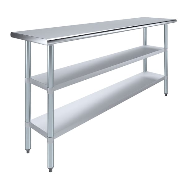 Amgood 18 in. x 72 in. Stainless Steel Table With Two Undershelves AMG WT-1872-2SH - main